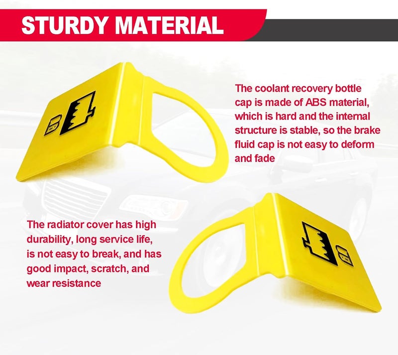 RBOKO 2 Pack Engine Coolant Reservoir Cap, Yellow Coolant Cap Compatible with Chrysler, Dodge, Jeep, Ram, Replacements 55111074AA, 55111074AB, 52079331, 54201 - Image 3